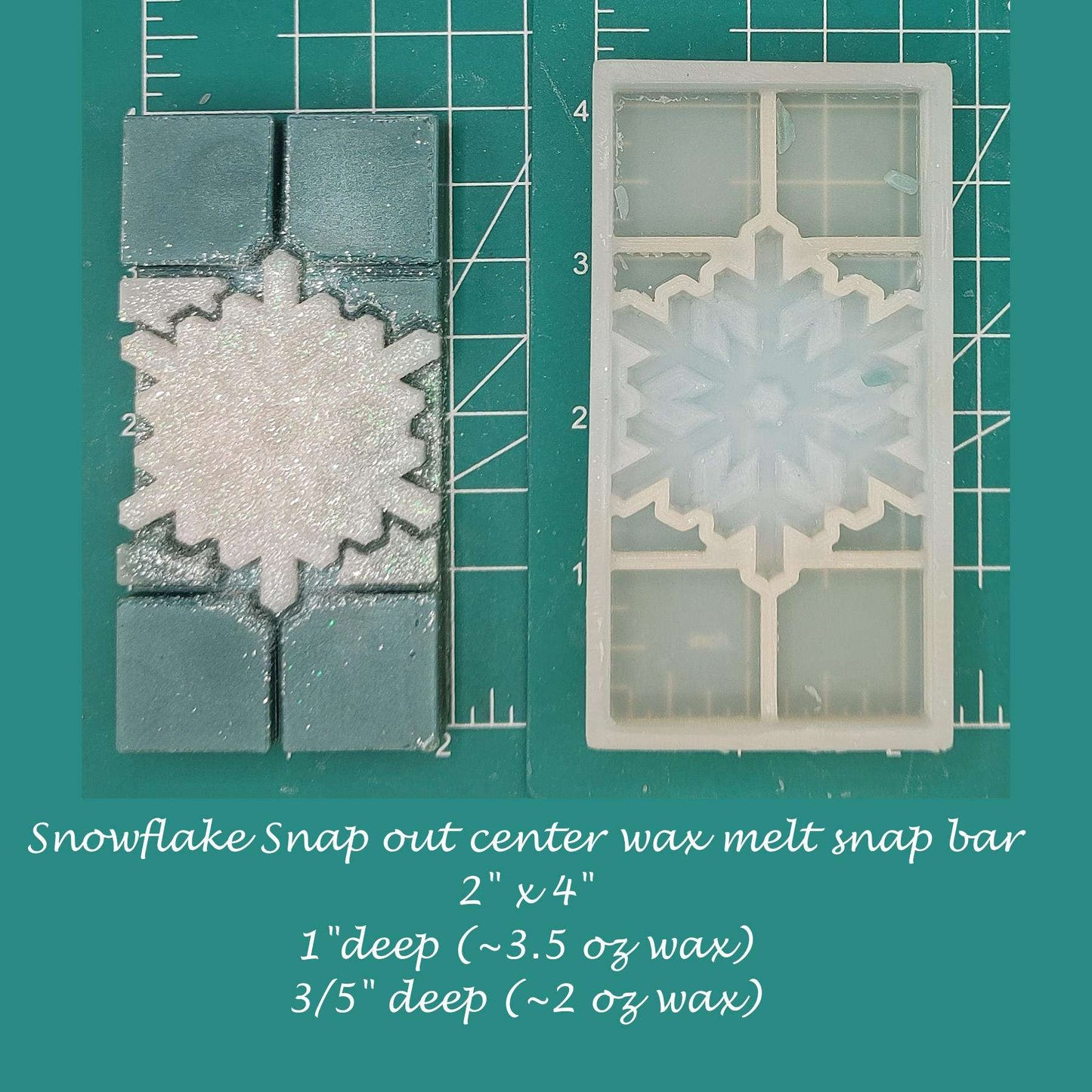 Snowflake - Snap Out Center - Wax Melt Snap Bar Silicone Mold
