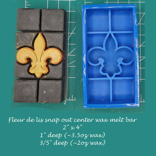 Fleur-de-lis Snap Out Center Wax Melt Snap Bar Silicone Mold