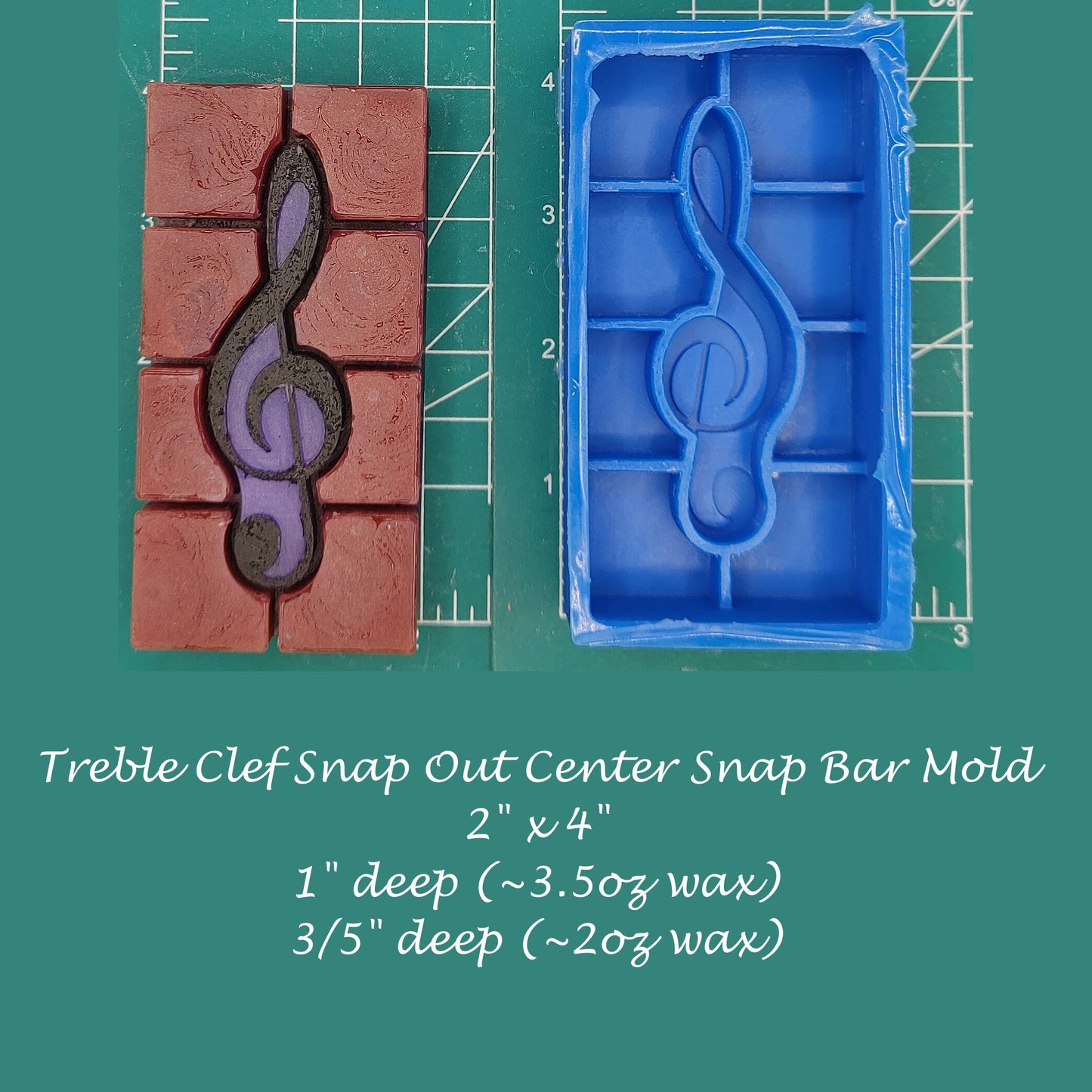 Treble Clef Snap Out Center Wax Melt Snap Bar Silicone Mold