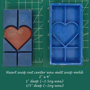Heart Snap Out Center Wax Melt Snap Bar Silicone Mold