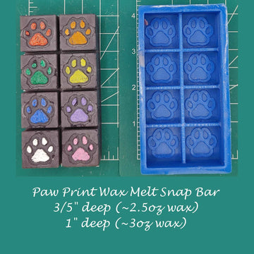 Paw Prints Wax Melt Snap Bar Silicone Mold
