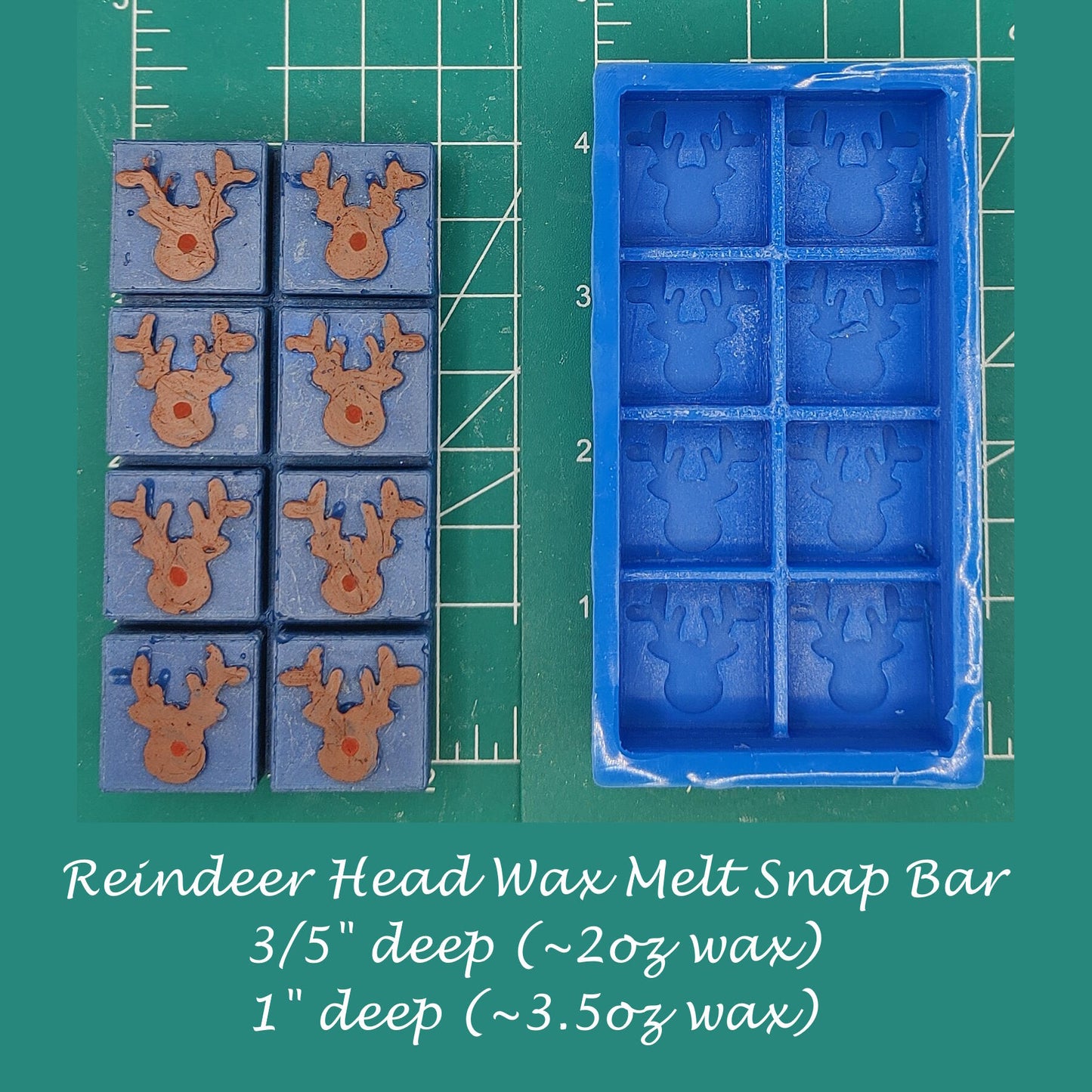 Reindeer Head Wax Melt Snap Bar Silicone Mold