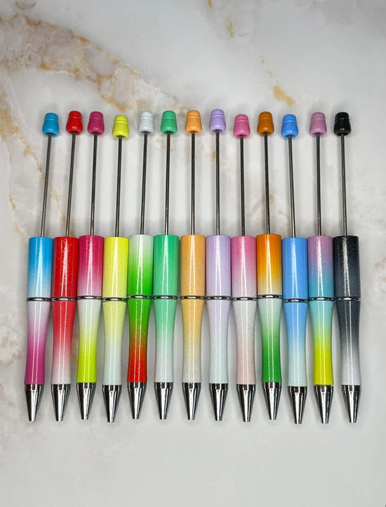 BEADABLE PLASTIC PENS - GLITTER OMBRE