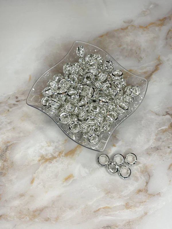 12MM LARGE HOLE PREMIUM RHINESTONE SPACER - SILVER