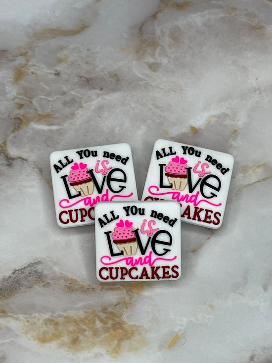 ALL YOU NEED IS LOVE AND CUPCAKES SILICONE FOCAL (1ct)