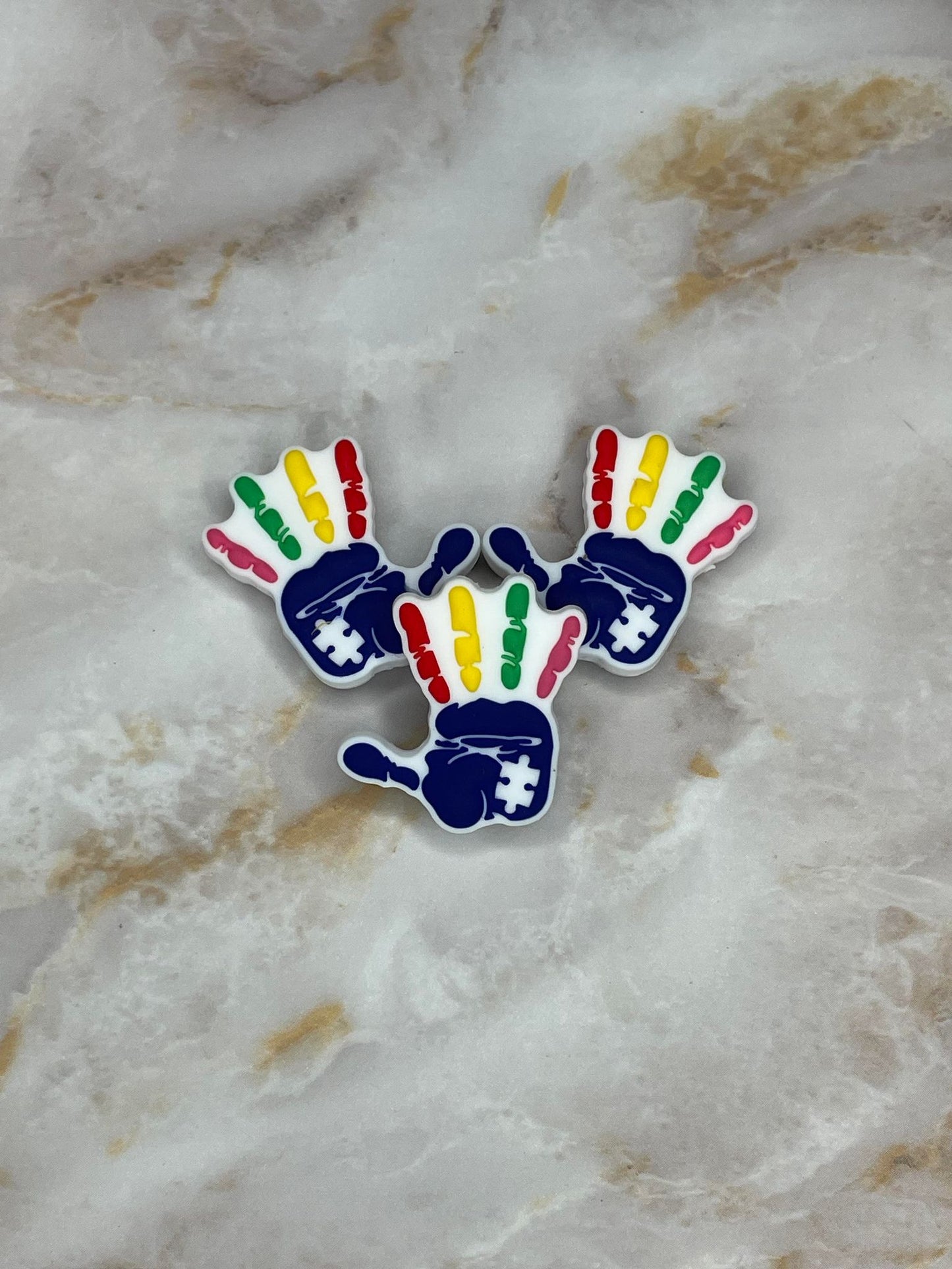 AUTISM AWARENESS HANDPRINT SILICONE FOCAL