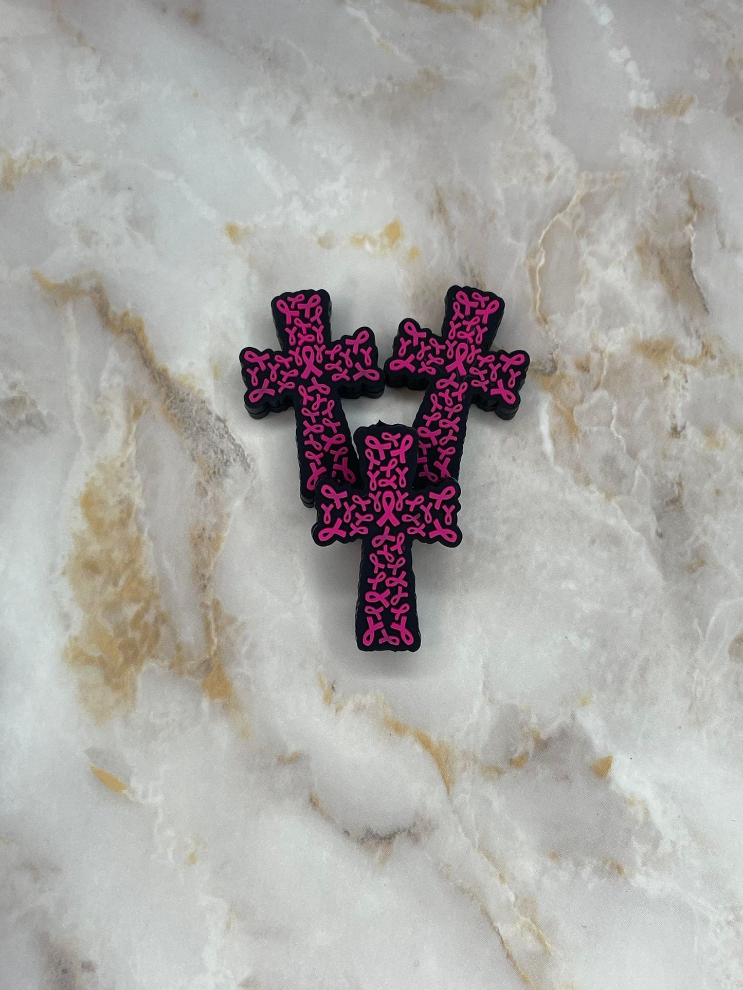 AWARENESS RIBBON CROSS SILICONE FOCAL