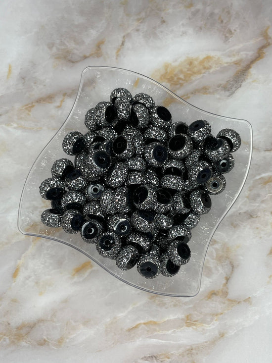 12MM RESIN RHINESTONE SPACER DEEP CHARCOAL #34 (EACH)