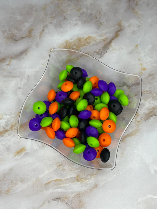 ELECTRIC HALLOWEEN BEAD MIX 12MM LENTIL