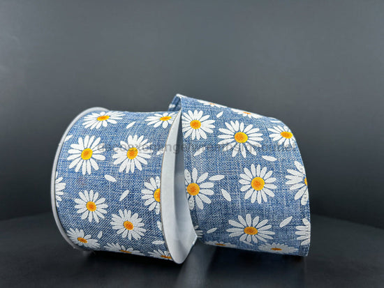 46410-40-27: Denim Linen/Daisies N Petals, 2.5"X10Y