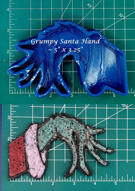 Grumpy Santa Hand w/Ornament - Silicone Freshie Mold