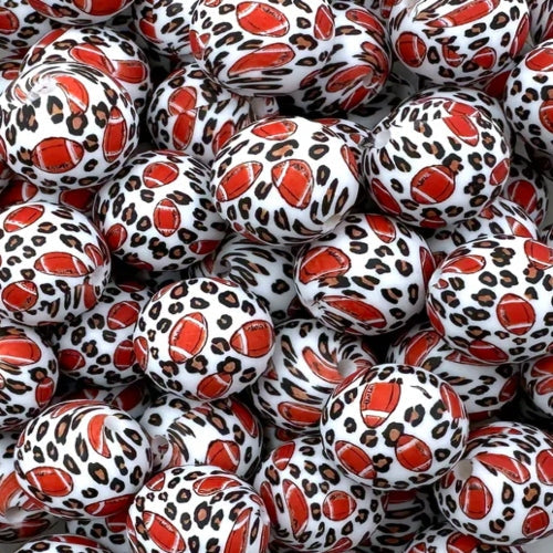 P610 LEOPARD RED FOOTBALL 15MM PRINT (1ct)