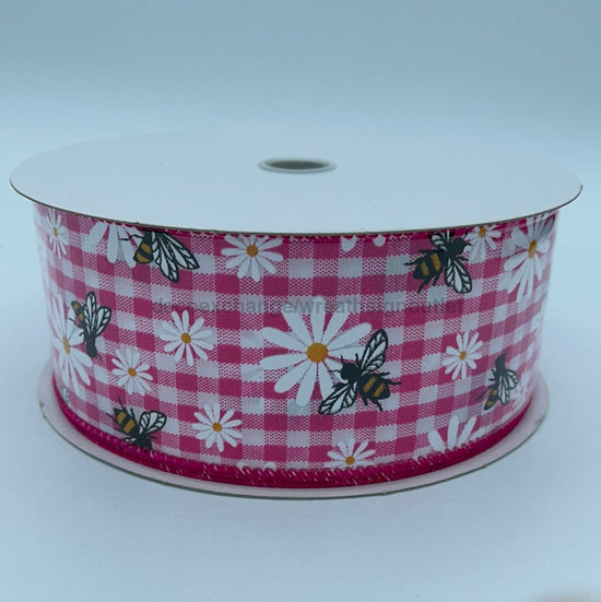 Fuch-Wht Ginghm/Daisies-Bees, 2.5"X50Y 841-40-212