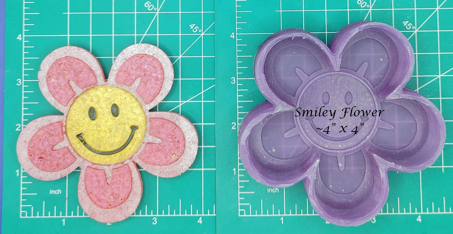 Smiley Face Emoji Flower - Silicone freshie mold - Silicone Mold