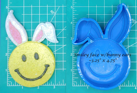 Smiley Face Emoji with bunny ears - Silicone freshie mold - Silicone Mold