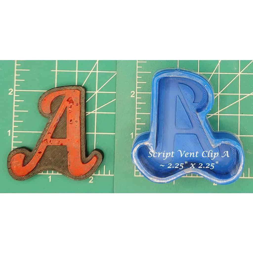 Vent Clip Script Alphabet - Silicone Freshie Molds
