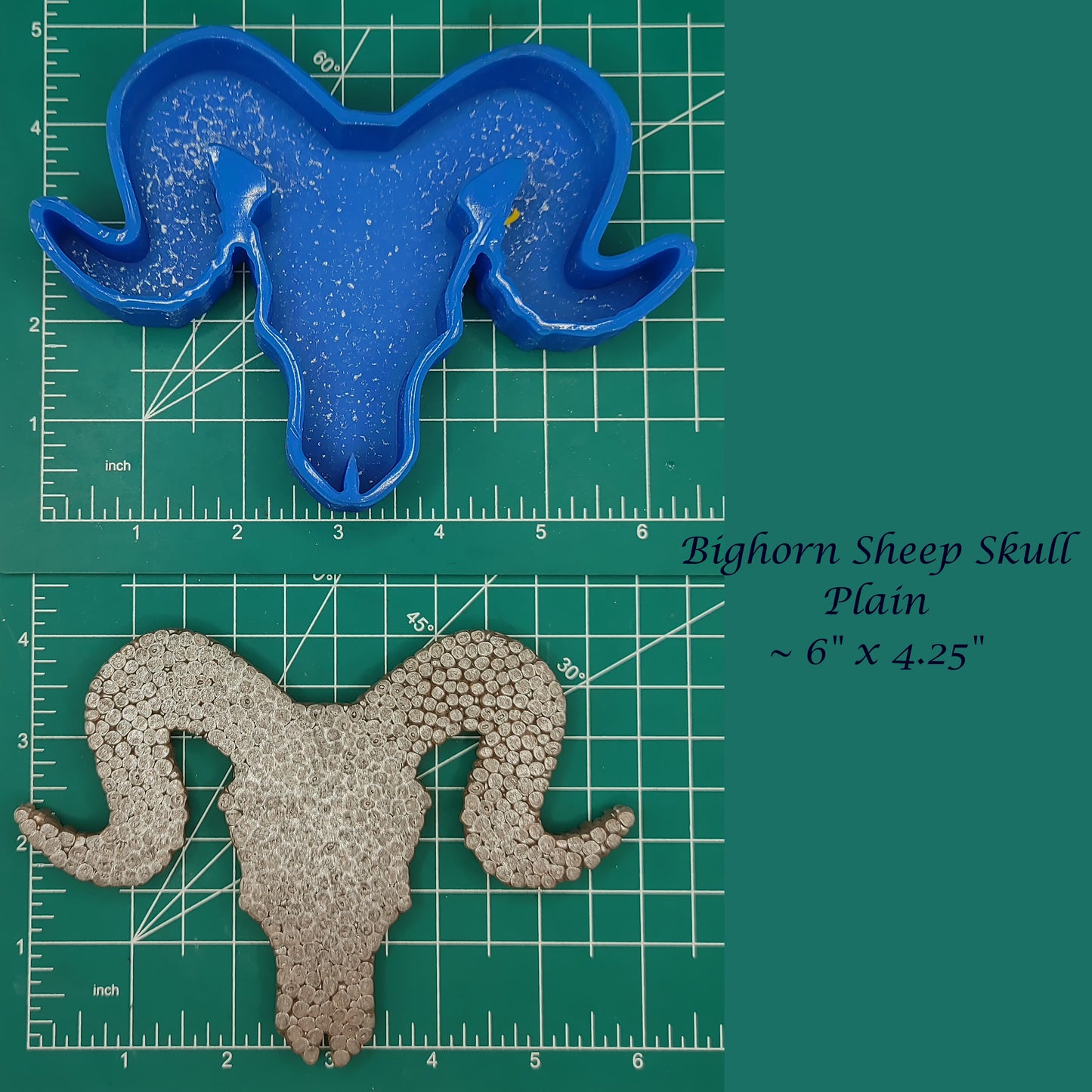 Bighorn Sheep Skull - Flat Front - Silicone Freshie Mold