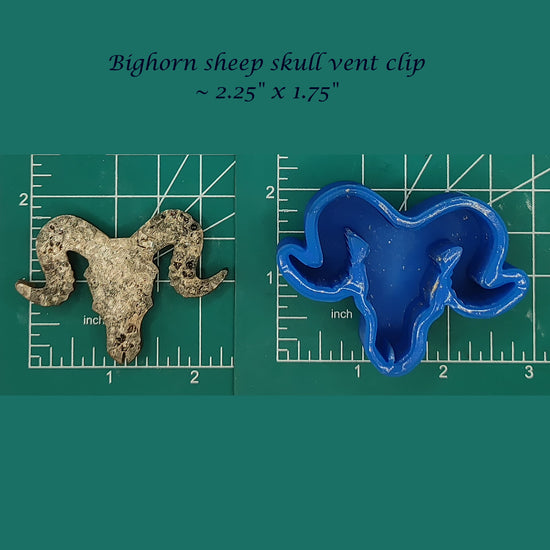 Bighorn Sheep Skull - Flat Front - Silicone Freshie Mold