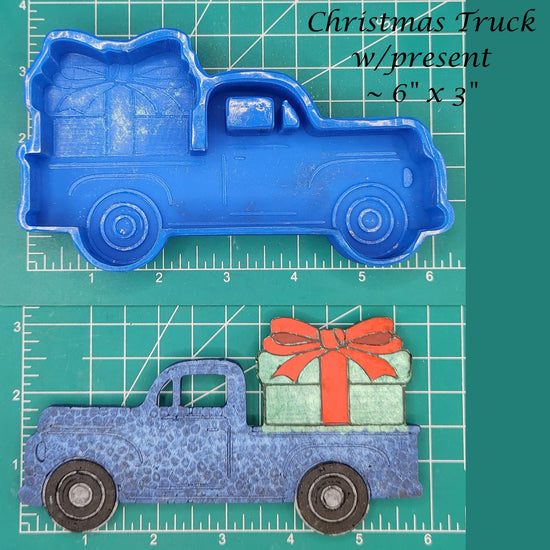 Christmas Truck with Present - Silicone Freshie Mold