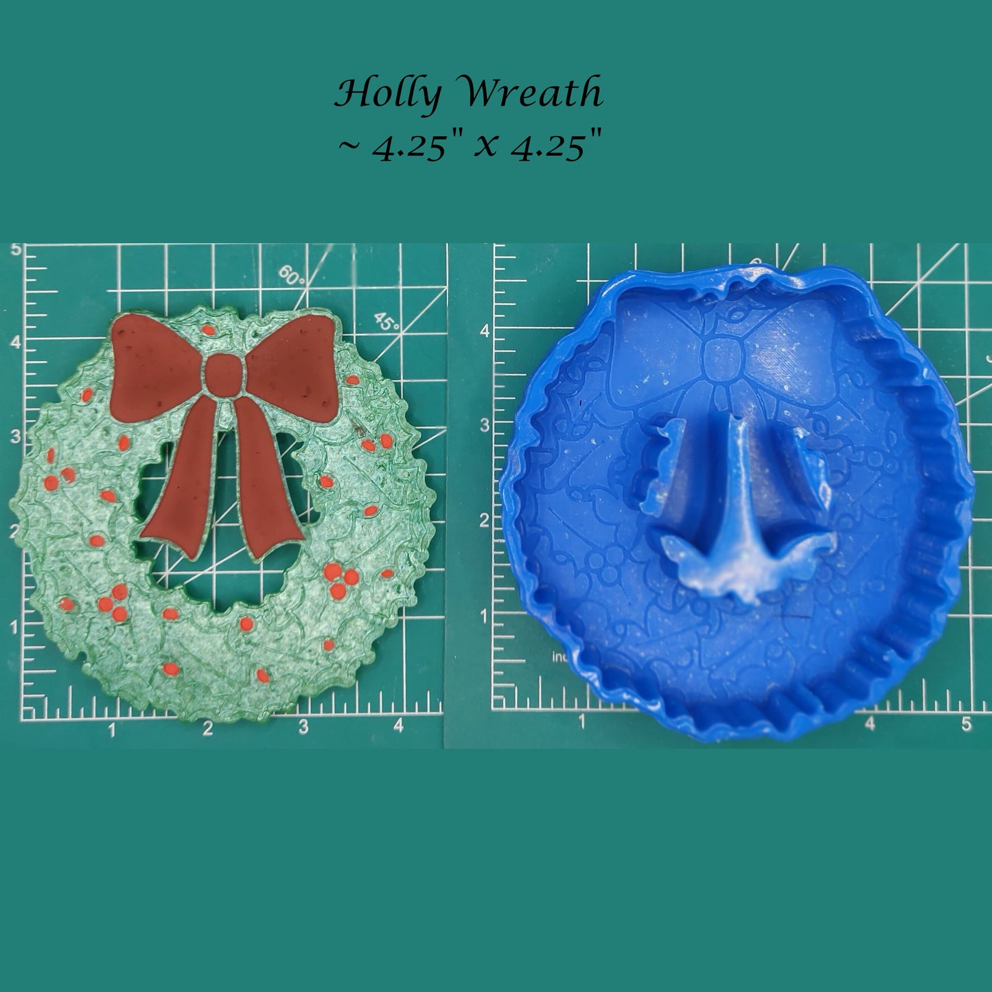 Holly Christmas Wreath - Freshie Mold - 1119