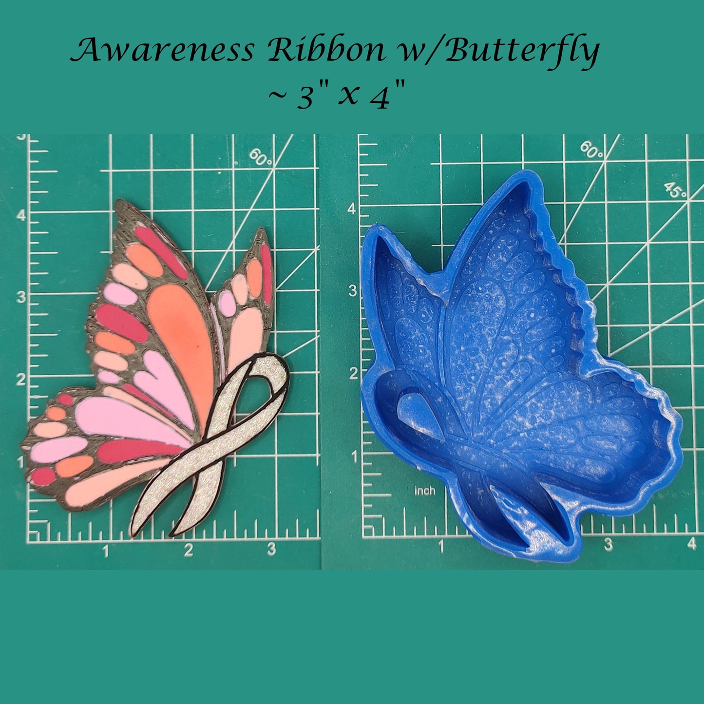 Awareness Ribbon with Butterfly - Silicone freshie mold