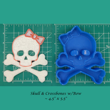 Skull & Crossbones with bow - Silicone freshie mold