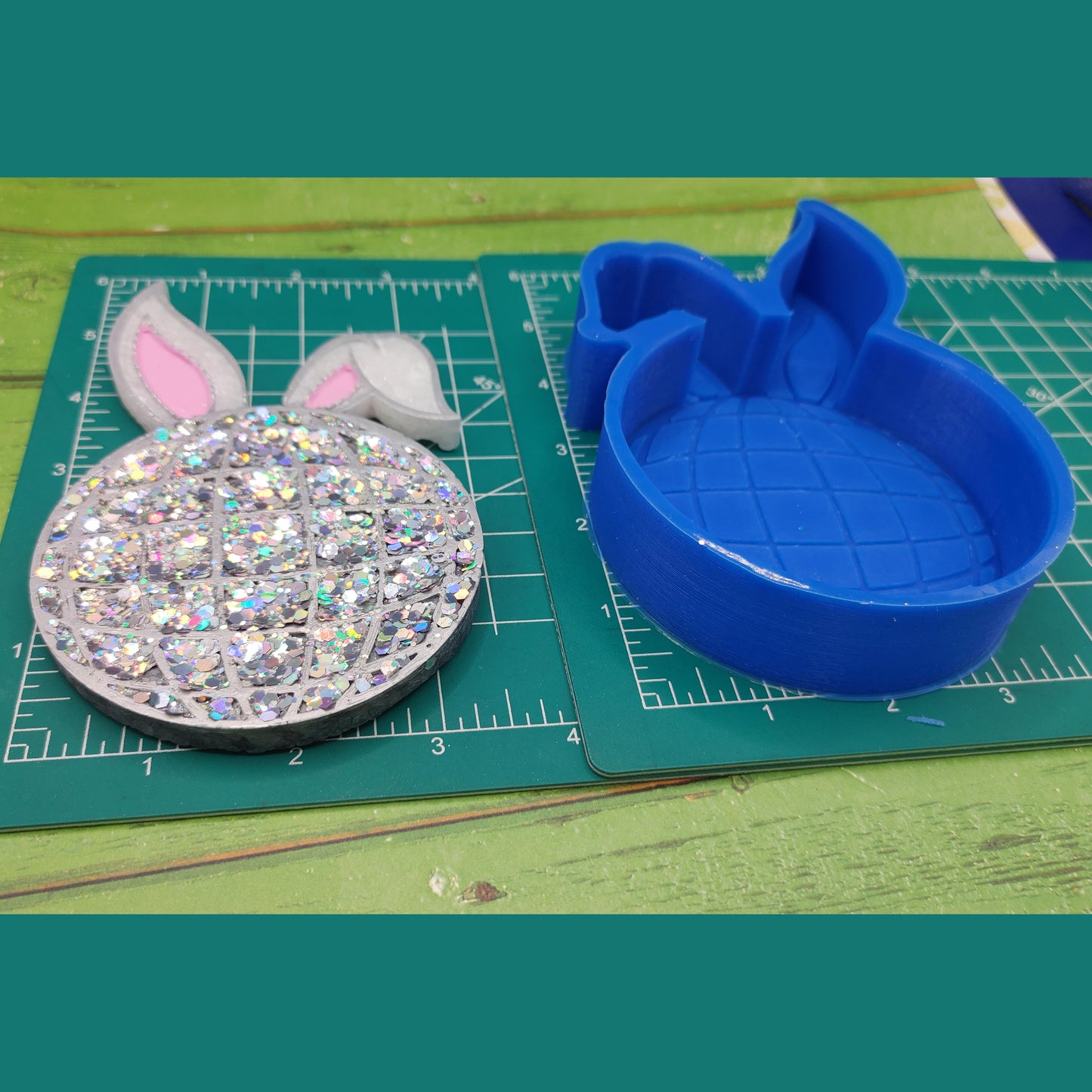 Disco Ball with bunny ears - Silicone freshie mold