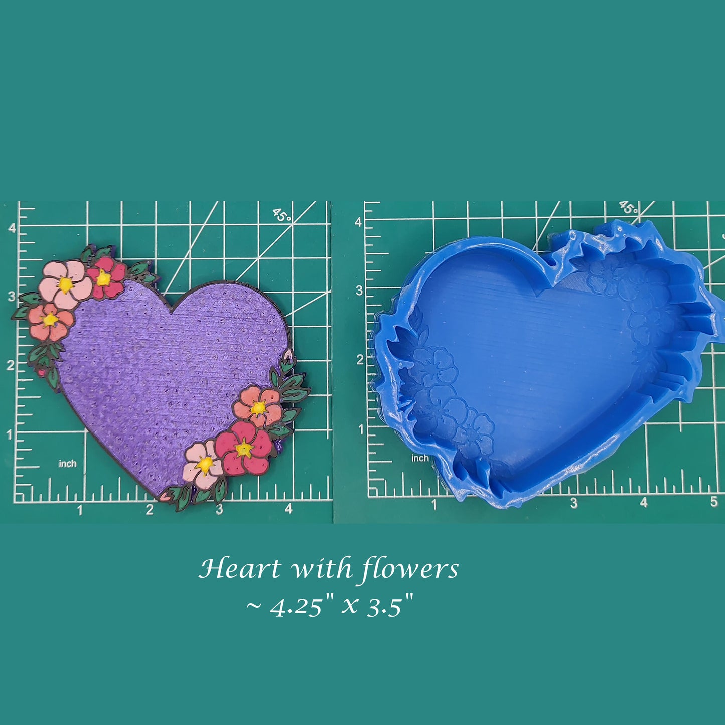 Heart with Flowers - Silicone Freshie Mold