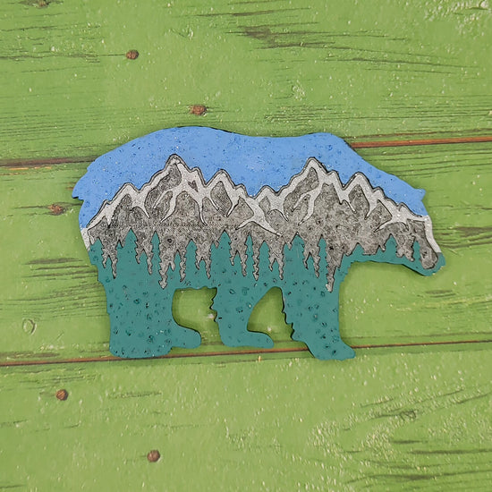 Bear with Mountain Scene - Silicone Freshie Mold