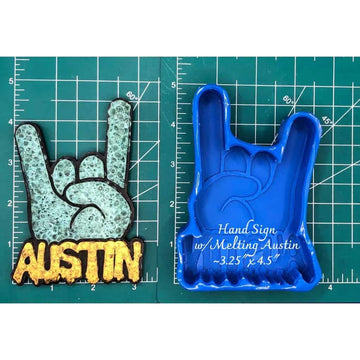Hand sign with Melting Austin - Silicone Freshie Mold