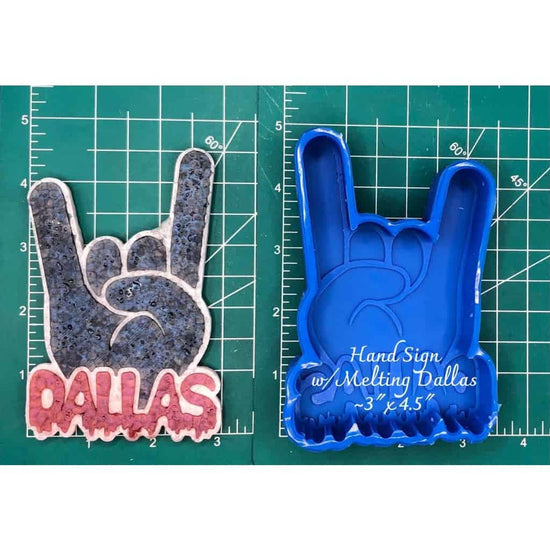 Hand sign with Melting Dallas - Silicone Freshie Mold - Silicone Mold