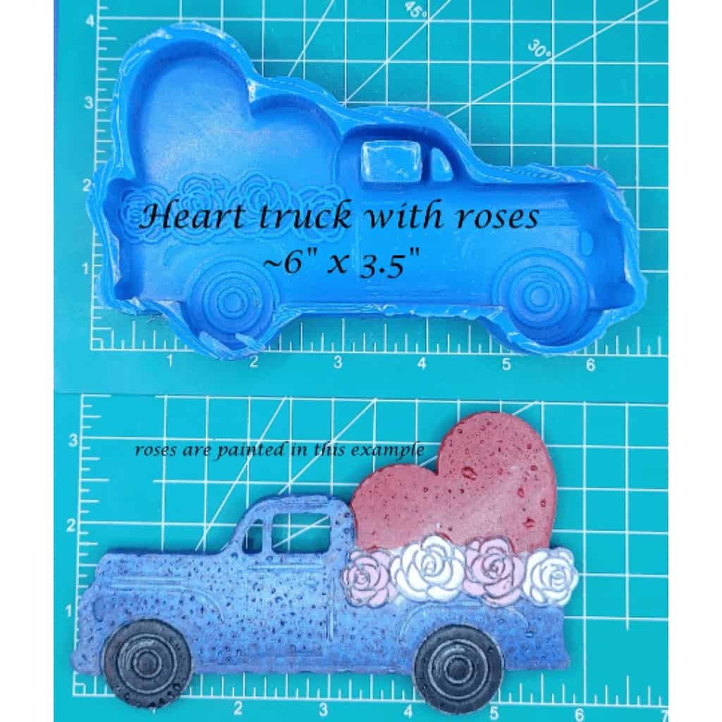 Heart Truck with Roses - Silicone Freshie Mold - Silicone Mold