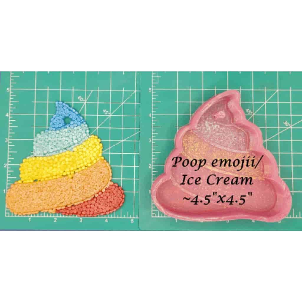 Poop Emoji, Ice Cream -  Silicone Freshie Mold - Silicone Mold
