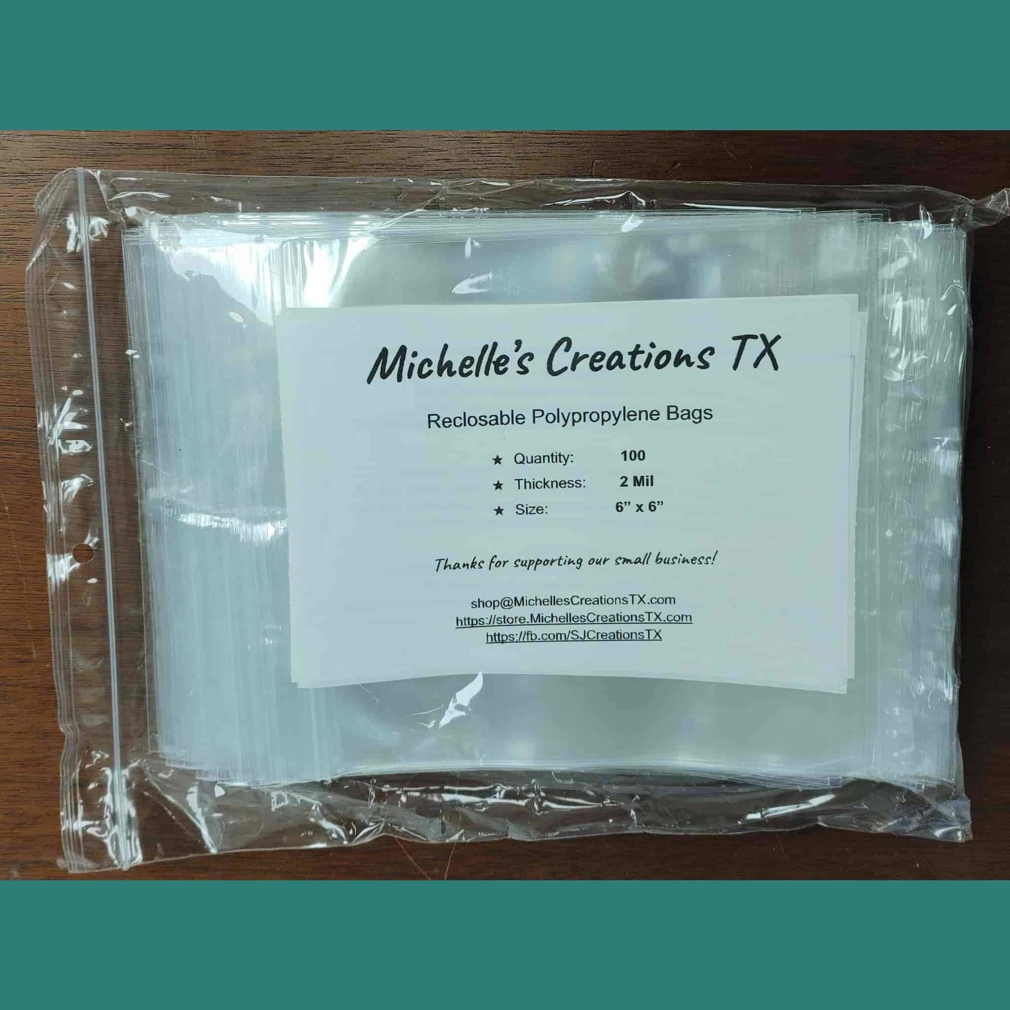 Plastic Zip Top Bags 6x6 (Package of 100), reclosable poly bags wholesale