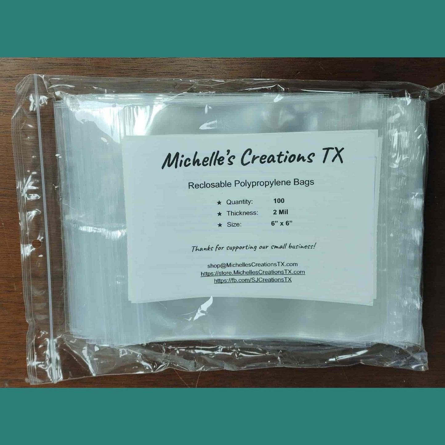 6"x6" Polypropylene Bags, reclosable with hanging hole - Silicone Mold