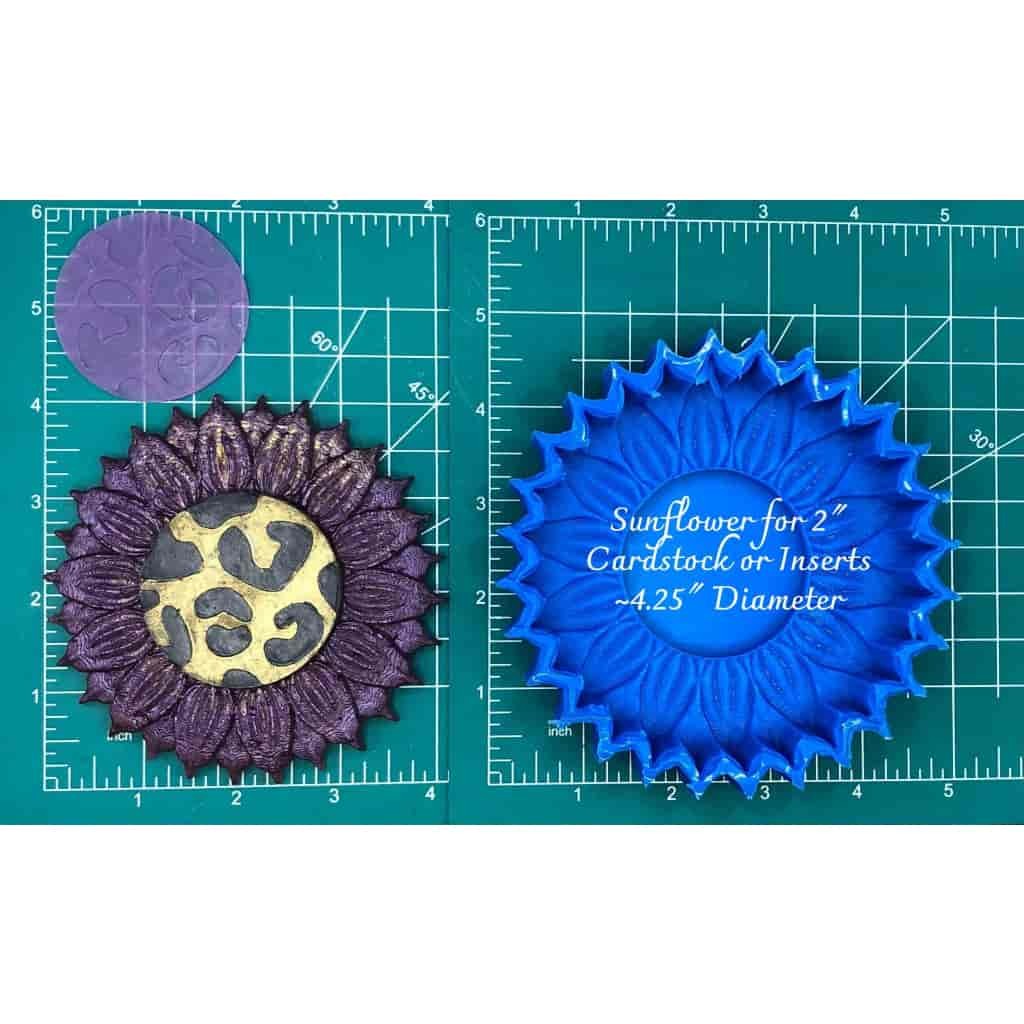 Sunflower 4.25" with 2" plain center for inserts or cardstock - Silicone Freshie Mold - Silicone Mold