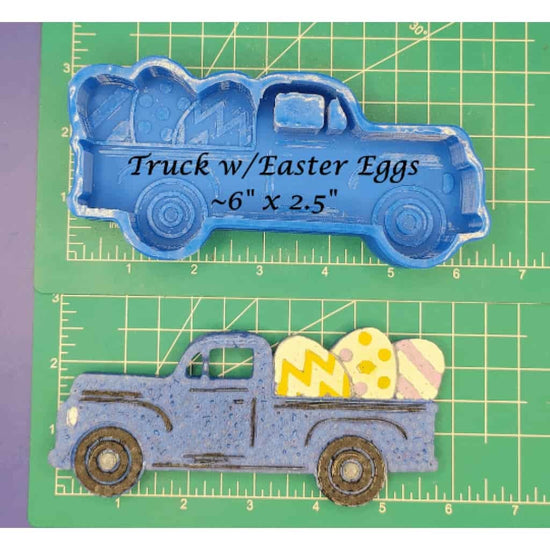 Truck with Easter Eggs- Silicone Freshie Mold - Silicone Mold