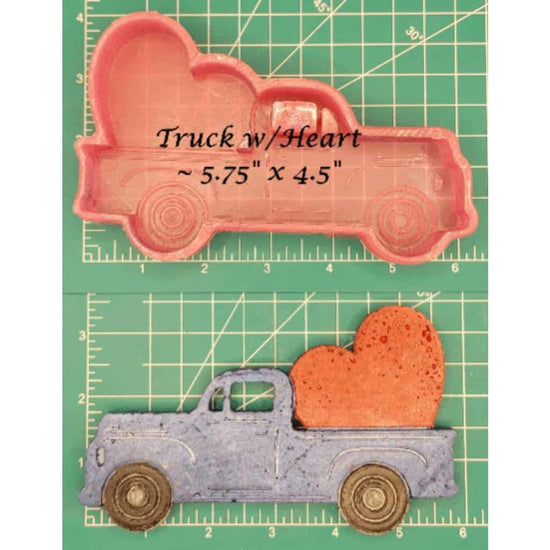 Truck with Heart - Silicone Freshie Mold - Silicone Mold