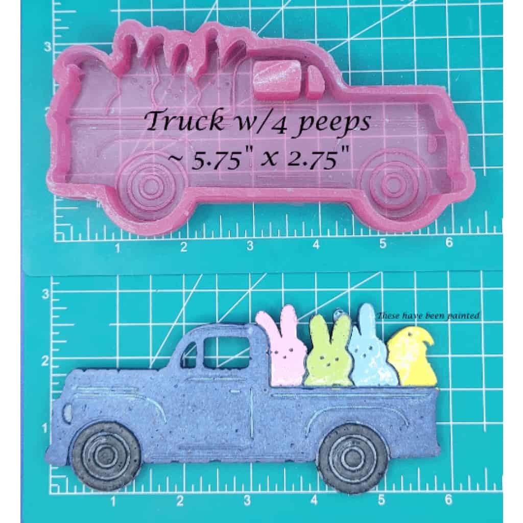 Truck with Peeps - Silicone Freshie Mold - Silicone Mold