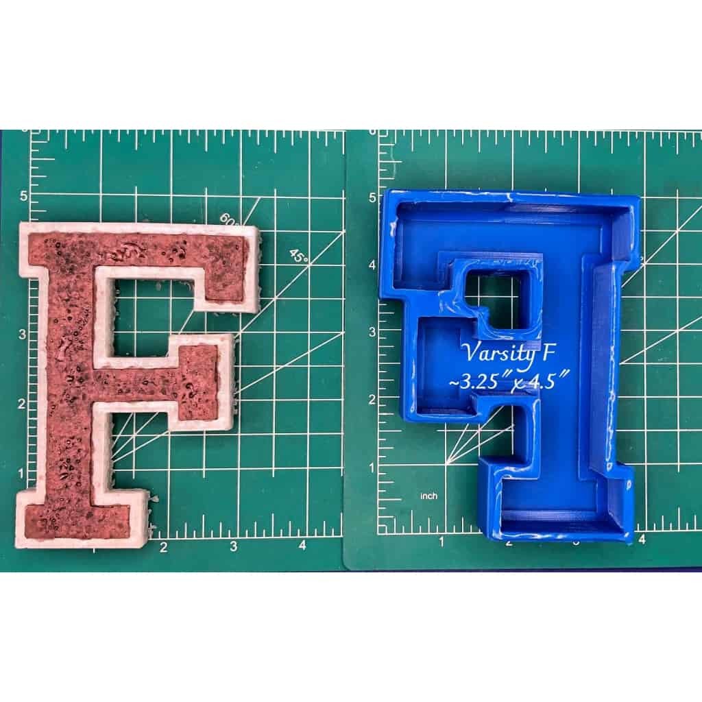 Varsity Font F - Silicone Freshie Mold