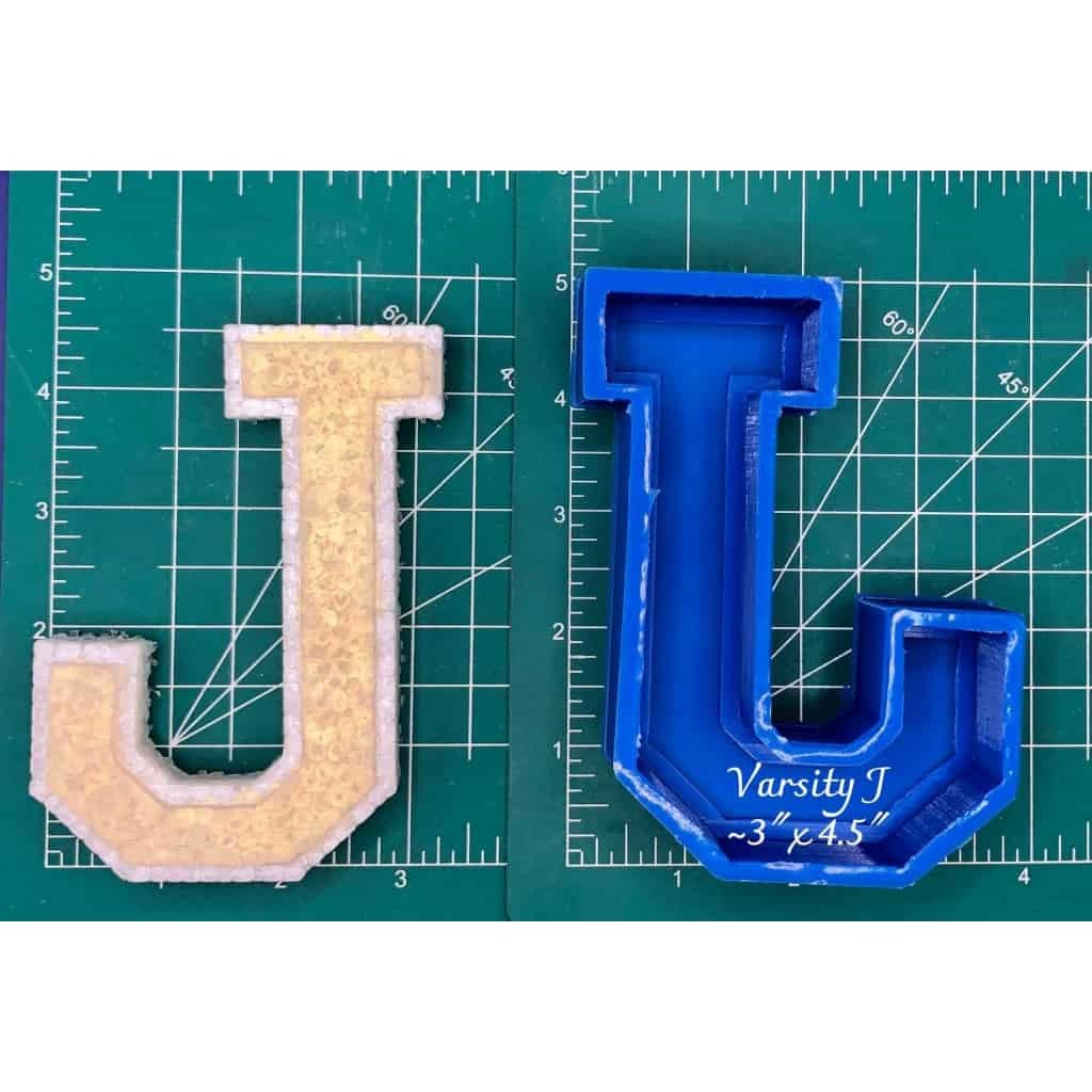 Varsity Font J - Silicone Freshie Mold
