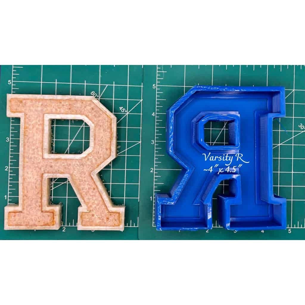 Varsity Font R - Silicone Freshie Mold