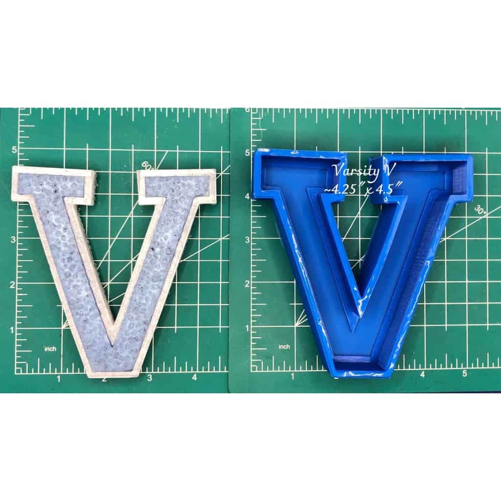 Varsity Font V - Silicone Freshie Mold