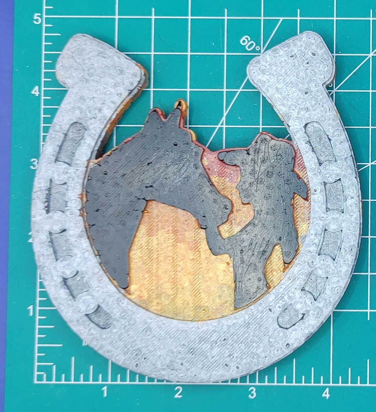 Horseshoe with horse & girl- Silicone Freshie Mold