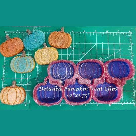Detailed Pumpkin Vent Clip Tray - Silicone Freshie Mold - Michelle's Creations TX