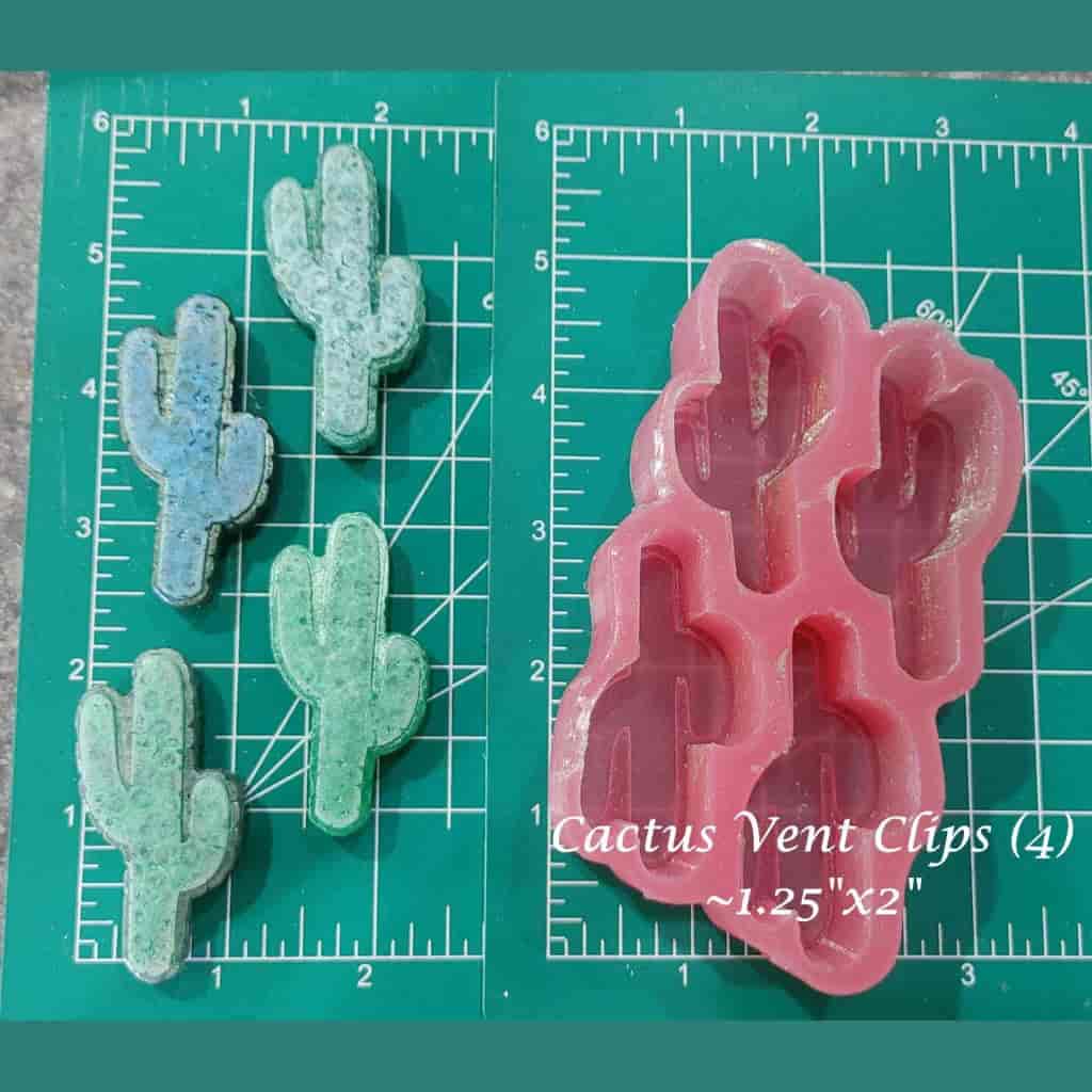 Cactus Vent Clip Tray - Silicone Freshie Mold - Silicone Mold